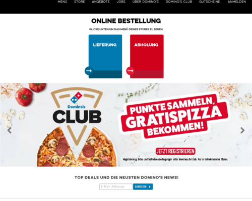 Online-Shop vonDominos Pizza