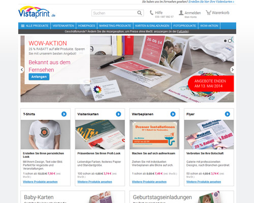 Online-Shop vonVistaprint